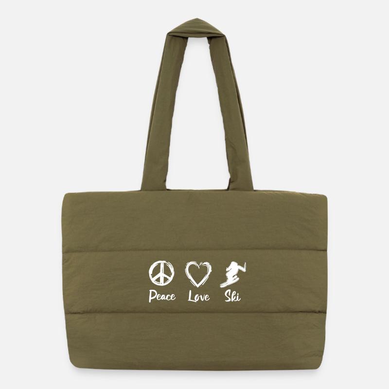 Peace Love Ski Puffer-Einkaufstasche