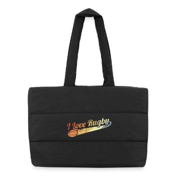 I love rugby - Puffer Shopping Bag - black - Front