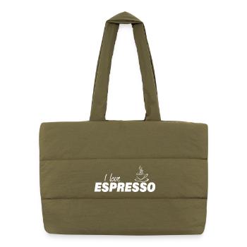 I LOVE ESPRESSO - Puffer Shopping Bag - safari green - Front
