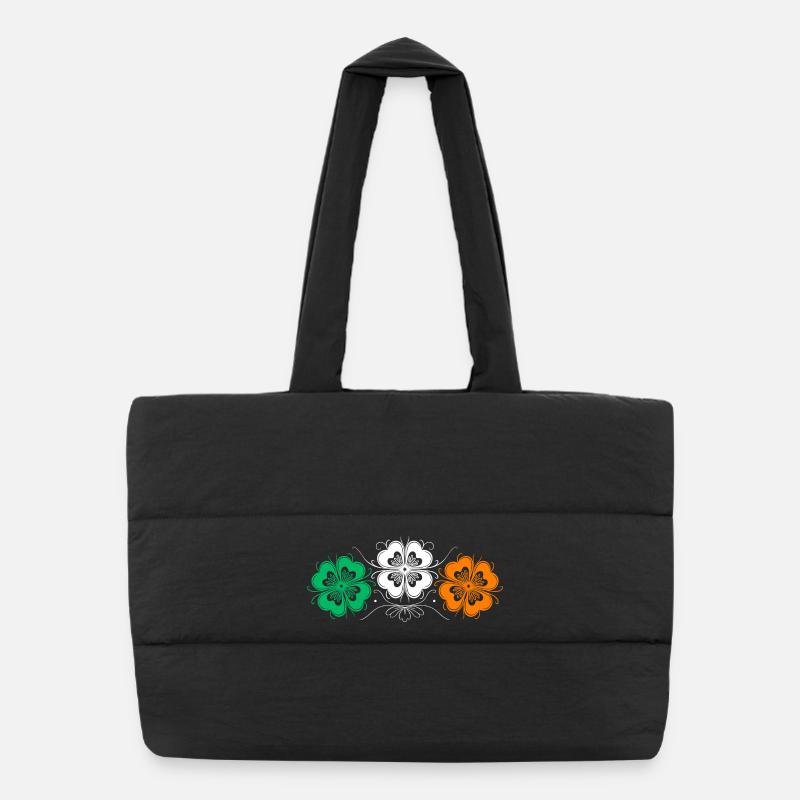 Trois trèfles de la Saint-Patrick aux couleurs irlandaises Sac shopping matelassé