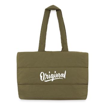 Originales, einzigartiges Design, exklusive, trendige Kreation - Puffer-Einkaufstasche - safari Green - Vorne