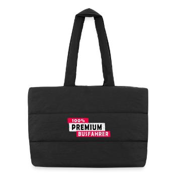 100% Premium Busfahrer Design / Geschenkidee - Puffer-Einkaufstasche - Schwarz - Vorne