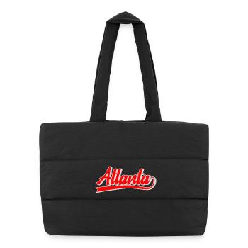 Atlanta Script Retro Logo - Puffer-Einkaufstasche - Schwarz - Vorne