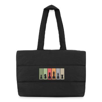 Chess pieces retro chess player club team logo - Puffer Shopping Bag - black - Front