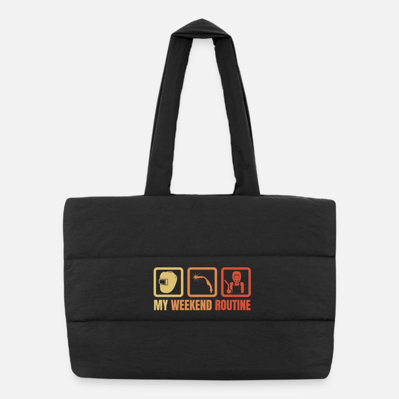 Welder Weekend Routine Puffer Shopping Bag