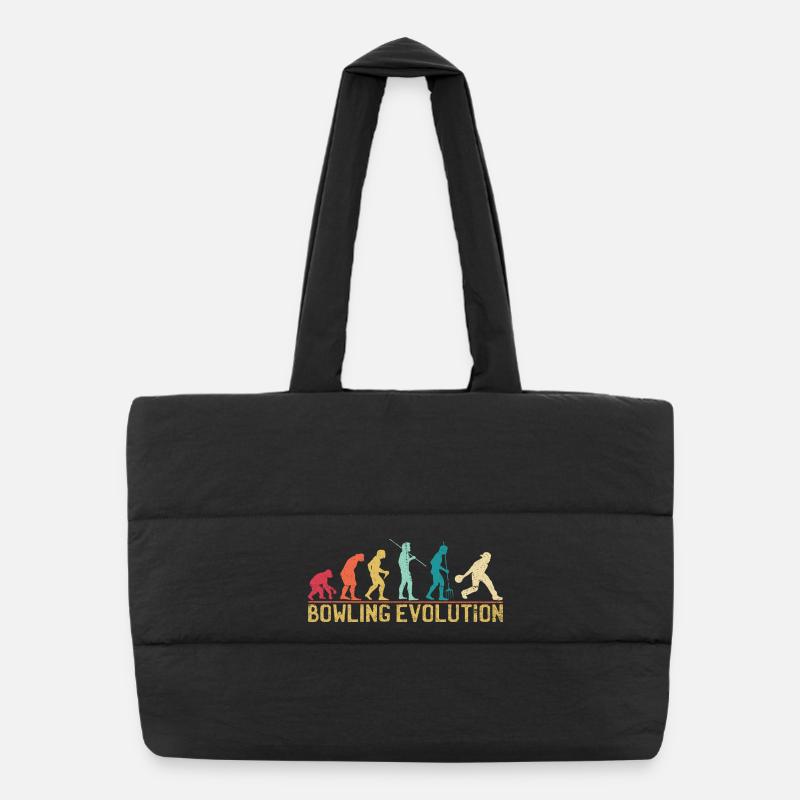 Bowlers Evolution Reise Poster Puffer-Einkaufstasche