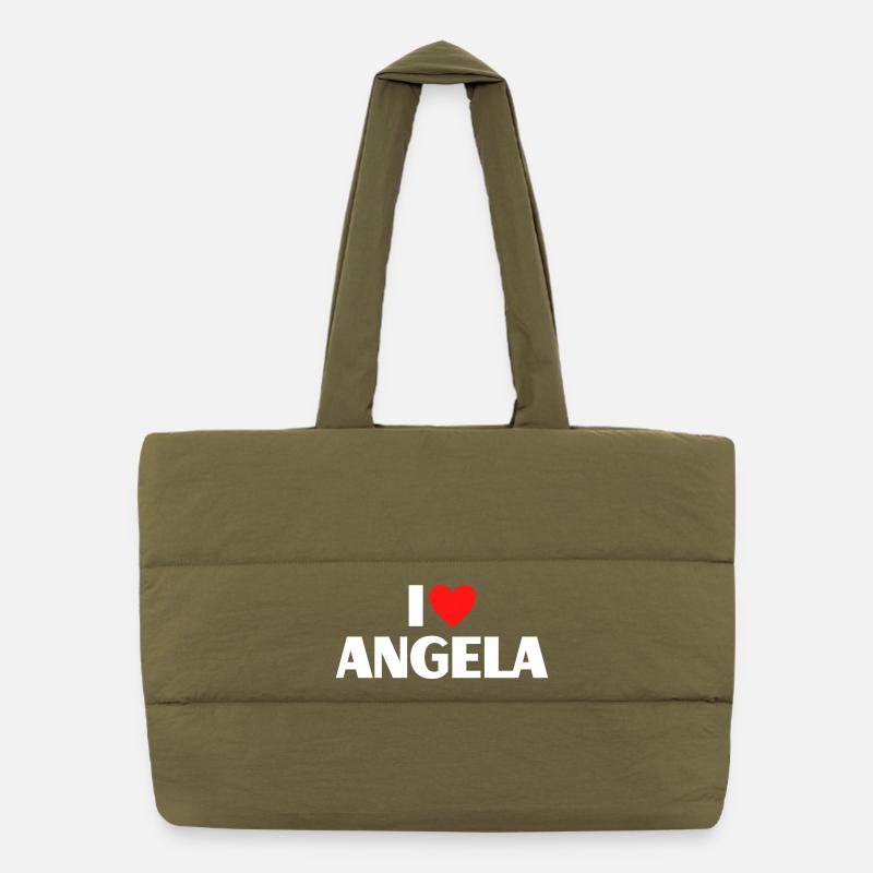 I love Angela Rotes Herz Romantischer Name Fan Puffer-Einkaufstasche