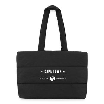 Le Cap Coordonnées Typographie Blanche - Sac shopping matelassé - noir - Devant