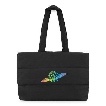 Planet Regenbogen - Puffer-Einkaufstasche - Schwarz - Vorne