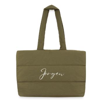 Jörgen Name T-Shirt Gift for Men - Puffer Shopping Bag - safari green - Front