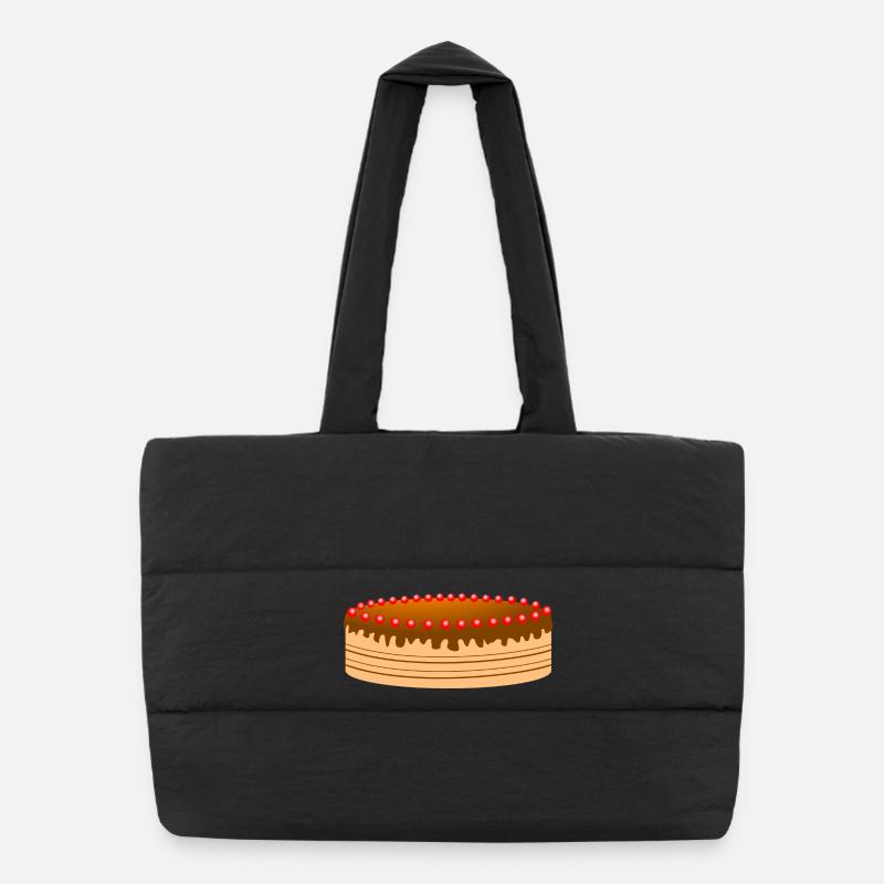 Gâteau au chocolat avec perles de sucre rouge Sac shopping matelassé