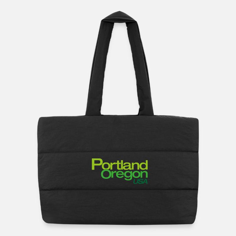 Portland Gradient Stadtlogo - Puffer-Einkaufstasche - Schwarz