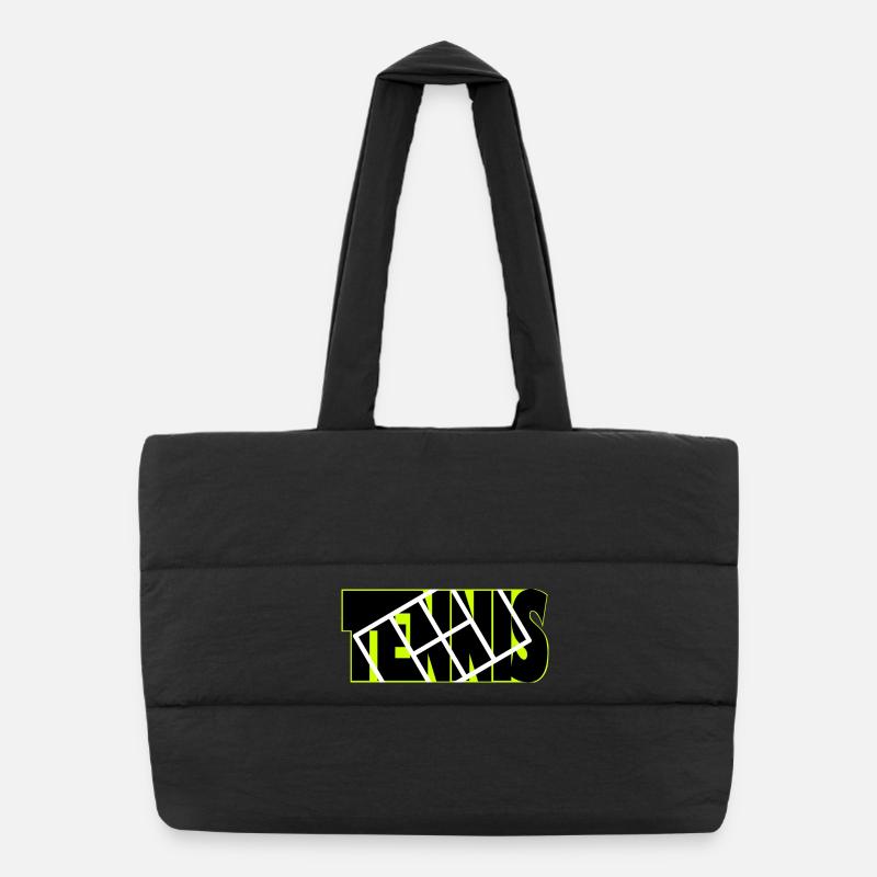 TENNIS Neon Grid Overlay - Puffer Shopping Bag - black
