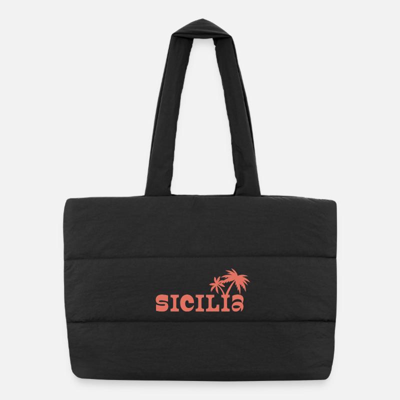 Sicilia Palm Island Sunset Puffer Shopping Bag