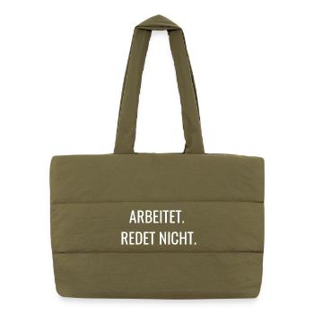 Ça marche, ça ne parle pas | Chemise de travail - Sac shopping matelassé - safari green - Devant
