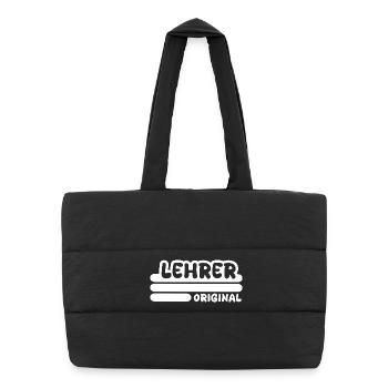 Spruch Lehrer - Puffer-Einkaufstasche - Schwarz - Vorne