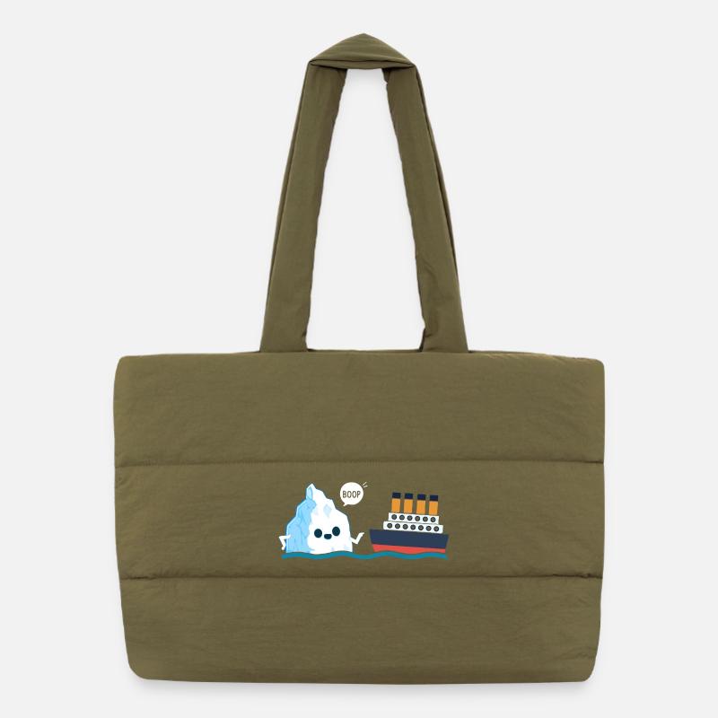 Titanic Funny Titanic and I-ceberg Boop Parody Puffer Shopping Bag