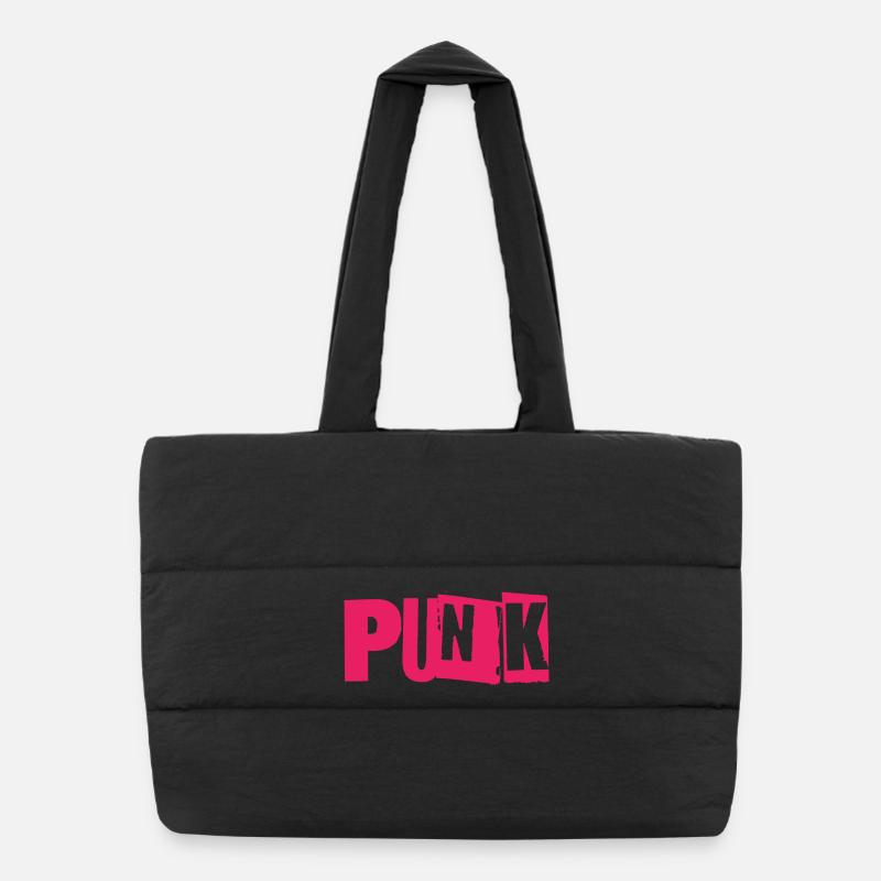 Punk Glitch Typo Neon Puffer-Einkaufstasche