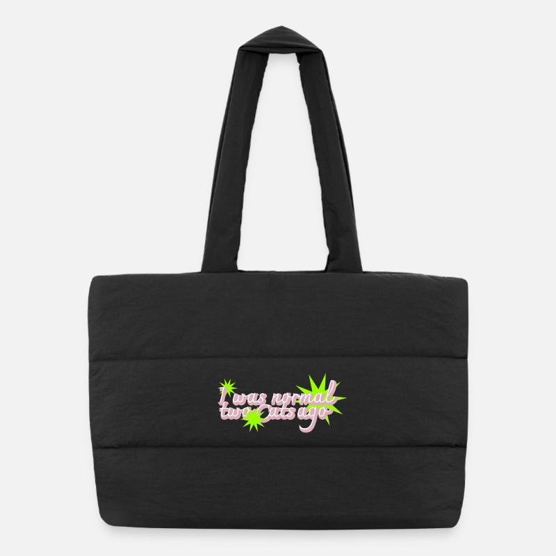 Deux chats trop tard Catlady folle Sac shopping matelassé
