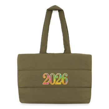 Silvester Neujahr | Funkelnde Jahreszahl 2026 - Puffer-Einkaufstasche - safari Green - Vorne