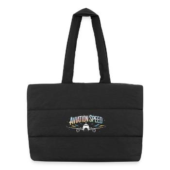 Flugdruck von Passagierflugzeugen mit Fluggeschwindigkeit - Puffer-Einkaufstasche - Schwarz - Vorne