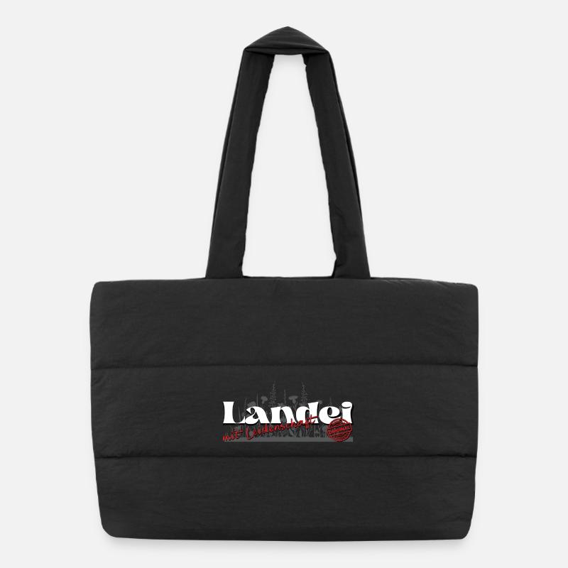 Spruch - Landei mit Leidenschaft/ Landwirt - Puffer-Einkaufstasche - Schwarz