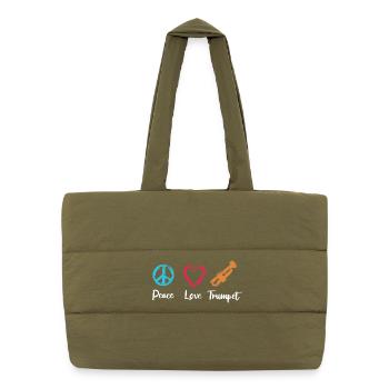 Peace Love Trumpet - Puffer Shopping Bag - safari green - Front