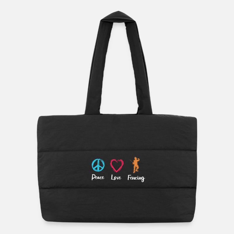Peace Love Fencing Puffer Shopping Bag