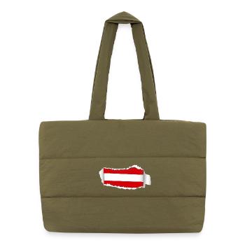 Cracked Austria Flag - Puffer Shopping Bag - safari green - Front