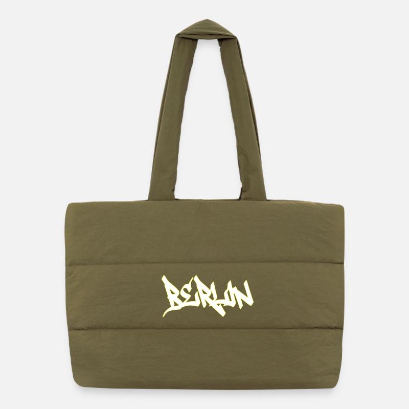 Lettrage marron graffiti de Berlin Sac shopping matelassé