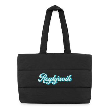 Reykjavik Neon Script - Puffer Shopping Bag - black - Front