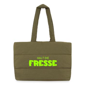 Shut Up - Cool Saying - Puffer Shopping Bag - safari green - Front