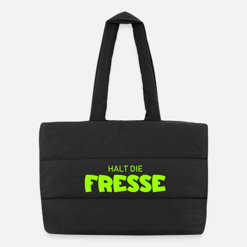 Halt die Fresse - Cooler Spruch Puffer-Einkaufstasche
