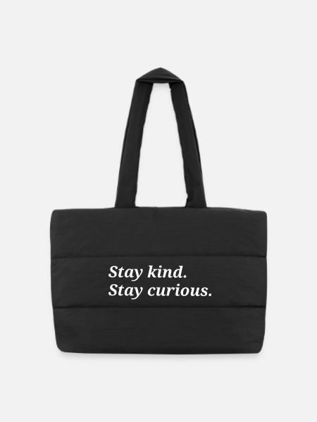 Stay child. Stay curious. - Puffer Shopping Bag - black