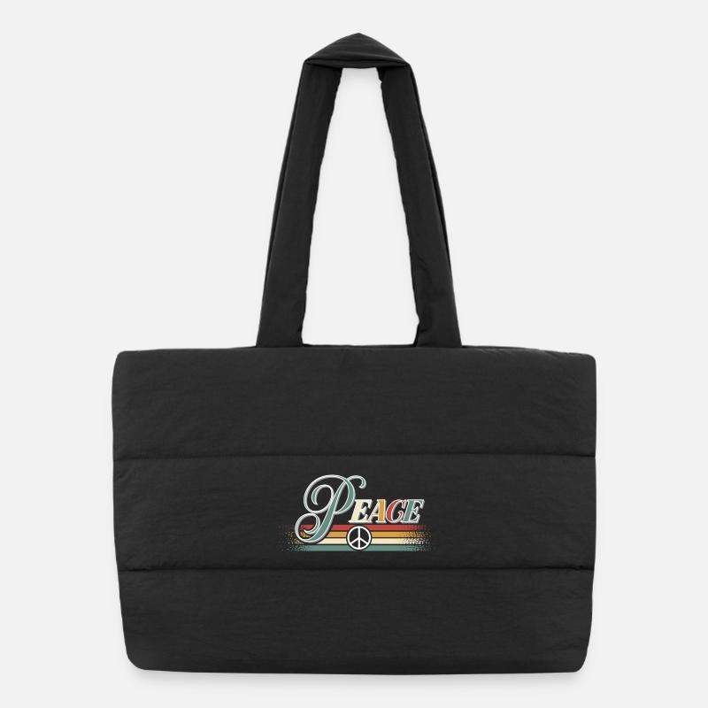 Paix Paix Liberté Pas de guerre Signe de paix Sac shopping matelassé
