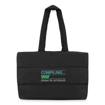 Lustiges Programmierer T-Shirt - Compiling Please - Puffer-Einkaufstasche - Schwarz - Vorne