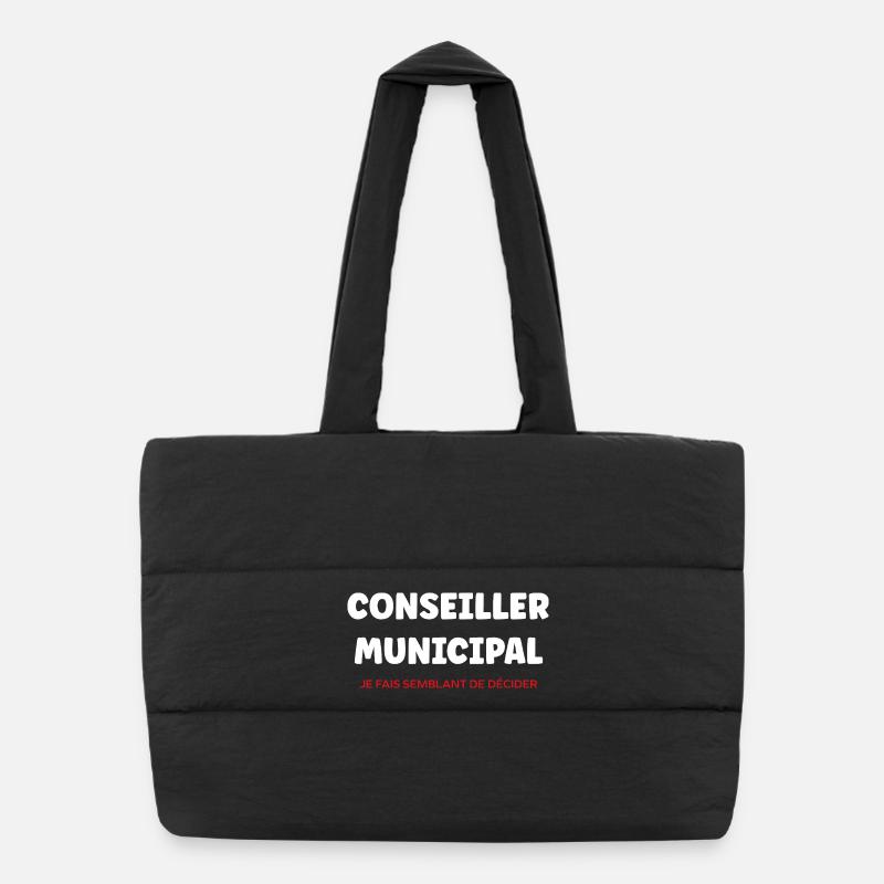 Conseiller Municipal Typo Noir Bold Sac shopping matelassé