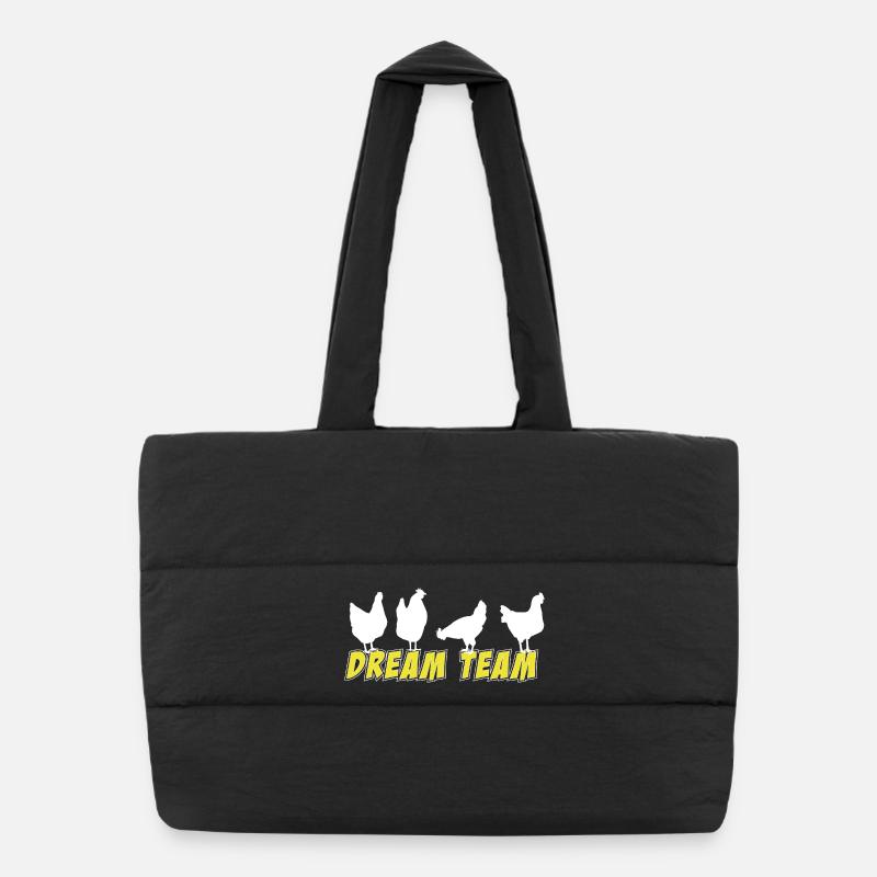 Fans de poulet - Coq - Coq - Poussin - Œuf - Bio Sac shopping matelassé