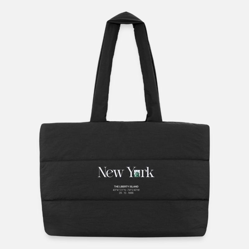 Liberty Island Neon Skyline Puffer Shopping Bag