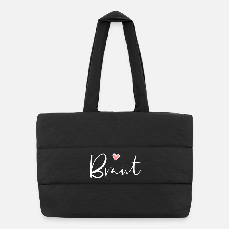 Braut Herz Junggesellinnenabschied Geschenk - Puffer-Einkaufstasche - Schwarz