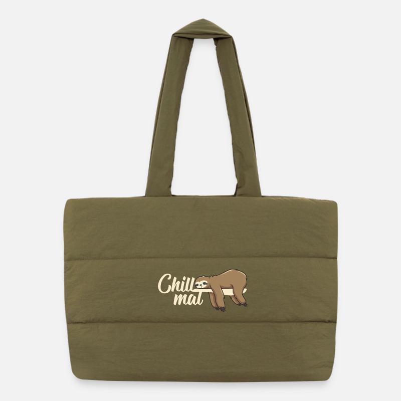 Funny chill times sloth while relaxing Puffer Shopping Bag