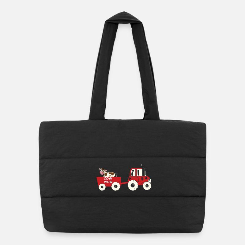 Drôle de tracteur de vache dessin animé Sac shopping matelassé