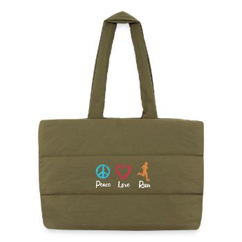 Peace Love Running - Puffer Shopping Bag - safari green - Front