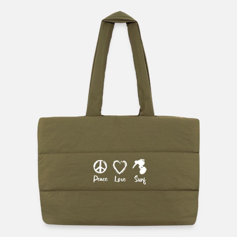 Peace Love Surf Puffer-Einkaufstasche