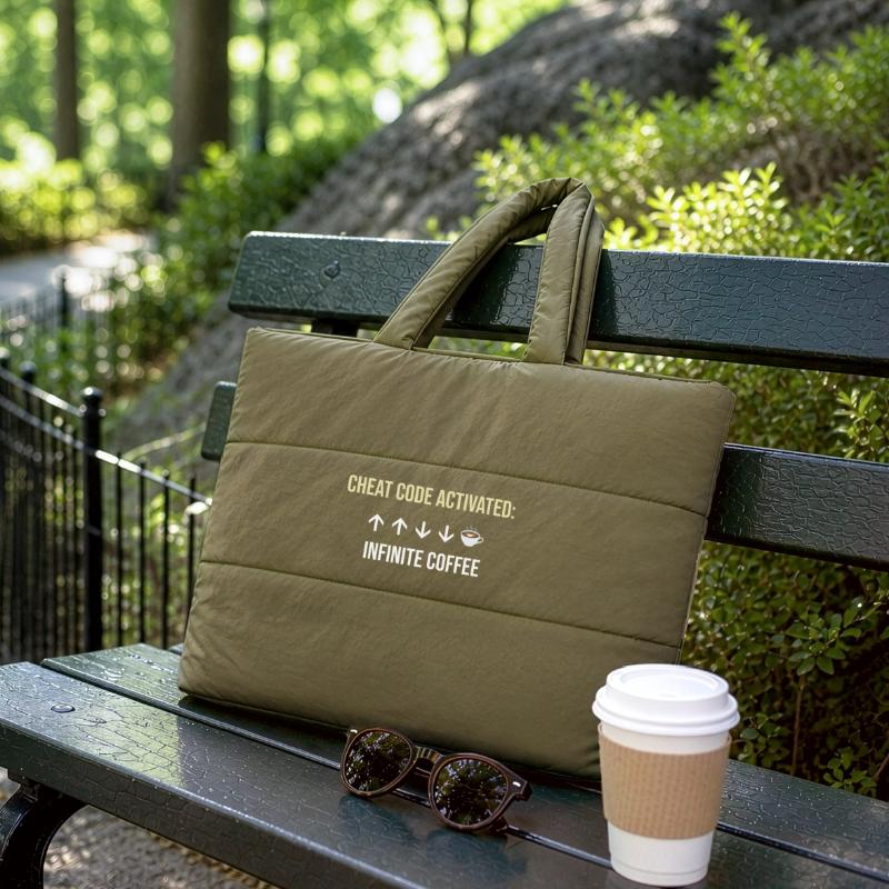 Infinite Coffee Active Cheat Code Puffer Shopping Bag