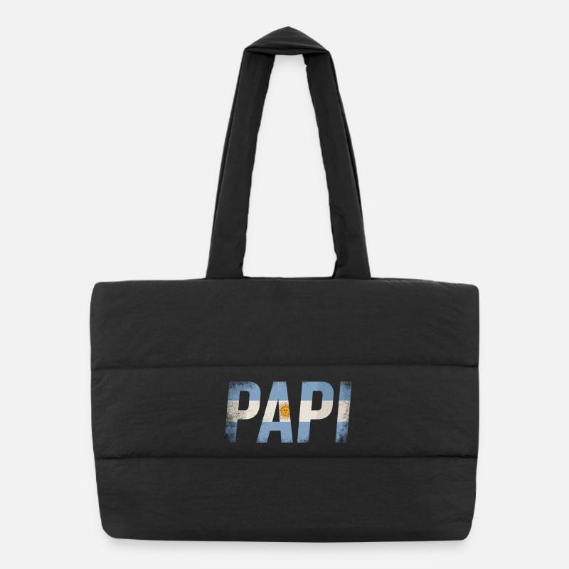 Papi Argentinien Flagge Vintage Papa Puffer-Einkaufstasche
