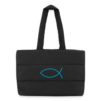 Jesusfisch Ichthys Fisch Fische - Puffer-Einkaufstasche - Schwarz - Vorne