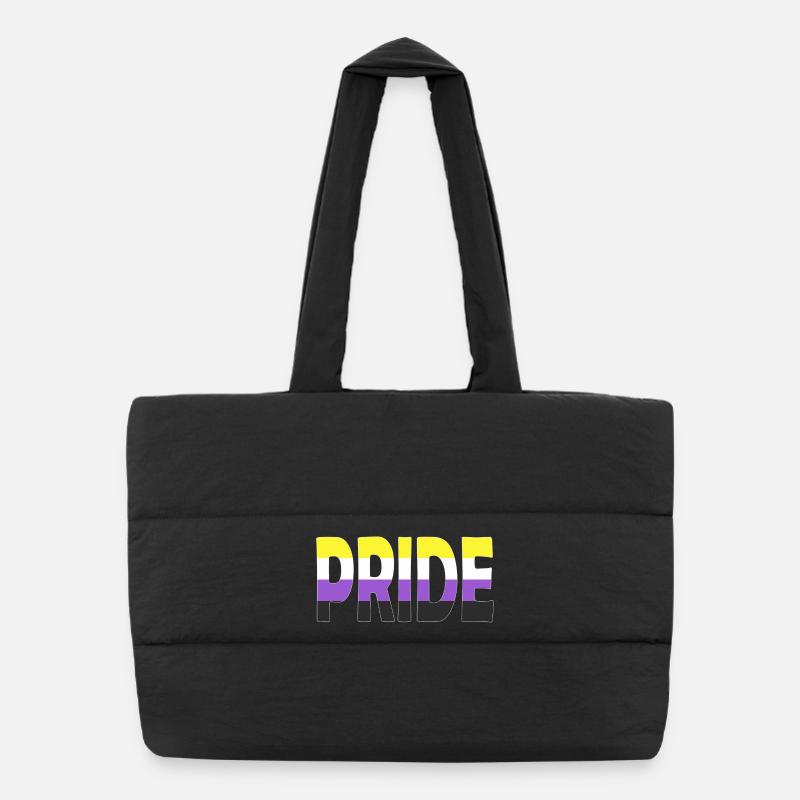 Pride Schriftzug Non-Binary Nichtbinär LGBTQ - Puffer-Einkaufstasche - Schwarz