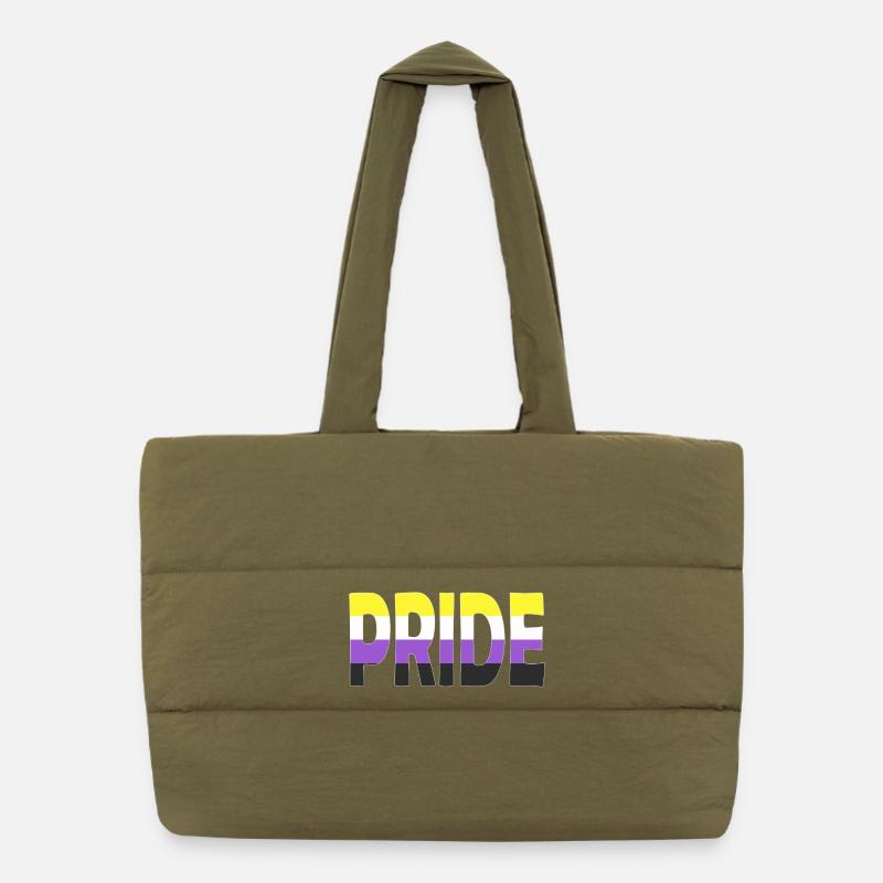 Pride Schriftzug Non-Binary Nichtbinär LGBTQ Puffer-Einkaufstasche