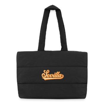 Sevilla Retro Schriftzug - Puffer-Einkaufstasche - Schwarz - Vorne